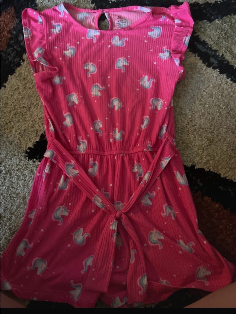 One Step Ahead Hot Pink Unicorn Tie-Front Dress